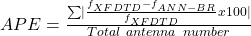 APE=\frac{\sum \mid\frac{f_{XFDTD}-f_{ANN-BR}}{f_{XFDTD}}x100\mid}{Total\ antenna\ number}