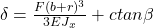 $\delta = \frac{F(b + r)^3}{3EJ_x} + ctan\beta$