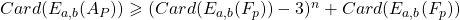 Card(E_{a,b}(A_P))\geqslant (Card(E_{a,b}(F_p))-3)^n+Card(E_{a,b}(F_p))