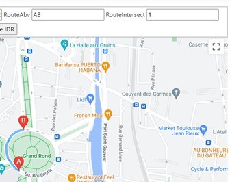 Figure 6: Image showing a manually selected route by the user.