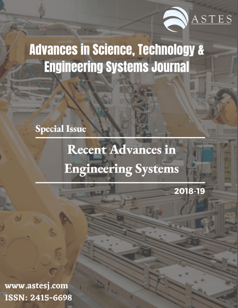 Special Issue on Recent Advances in Engineering Systems 2018-19